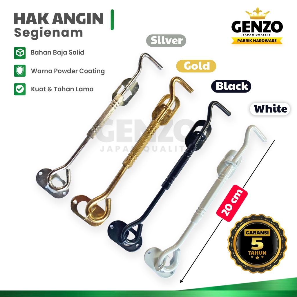 GENZO Hak Angin Cantolan Penyangga Jendela Rumah 20 cm Anti Stainless Anti Karat