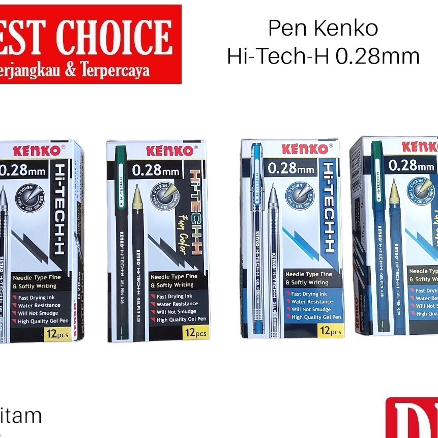 

FG2 Gel pen Pulpen Hitech Hitech Kenko 28mm HitamBiru 12 pcs