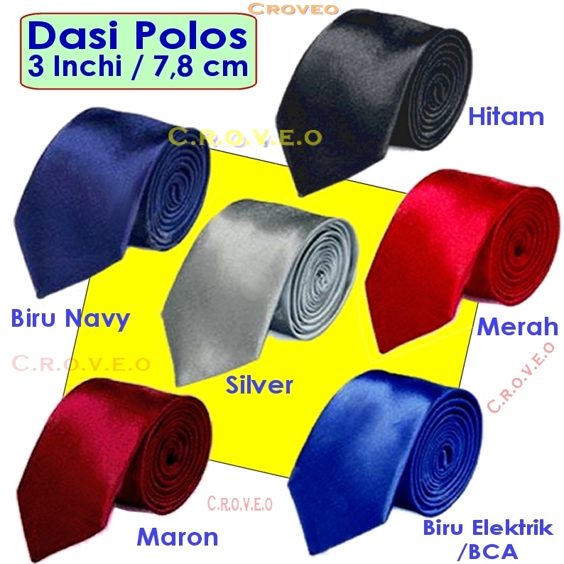 Terlaris Dasi Polos Pria Panjang Formal Satin 3 inch 3inch Warna Hitam Merah Kantor Kerja Biru Murah
