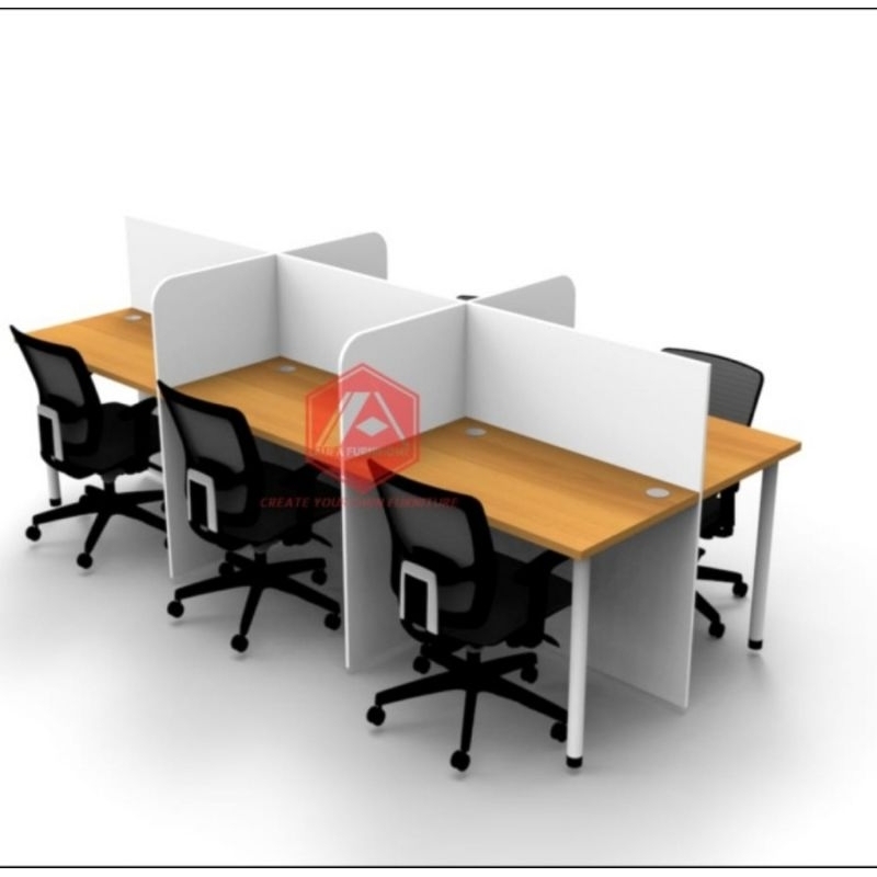 Meja Kantor 4 CUSTOM/6orang staff Partisi Sekat /Meja kerja Baca  Murah minimalis Kubikal Workstatio