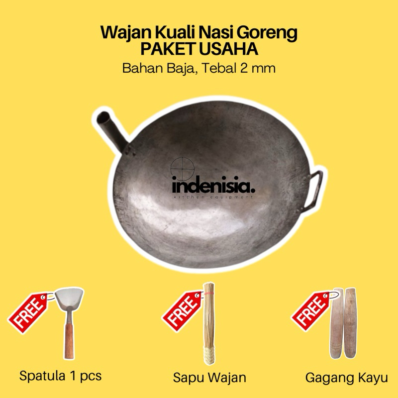 Wajan Nasi Goreng Anti lengket / Paket Lengkap / Wok Baja / Wok Nasi Goreng / Wajan Nasi Goreng Jawa
