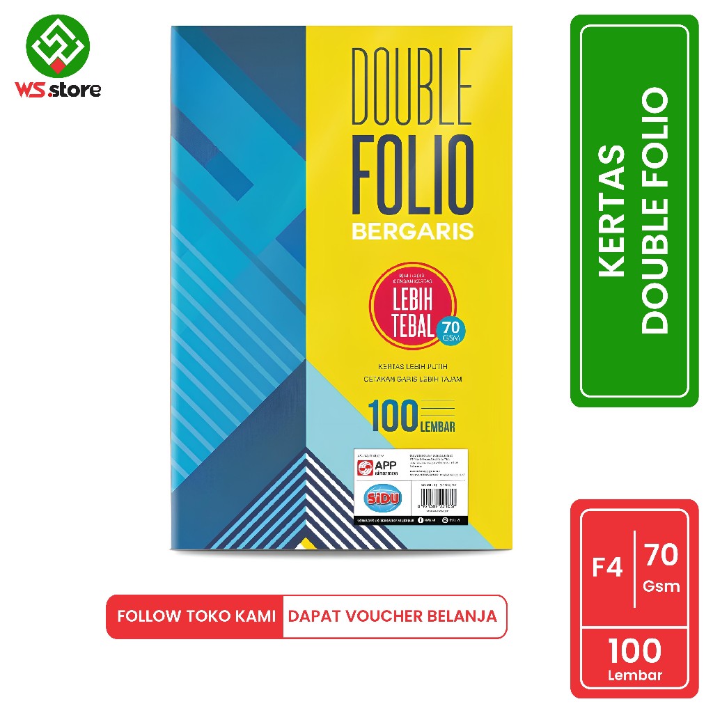 

Kertas double folio bergaris sidu 100 lembar