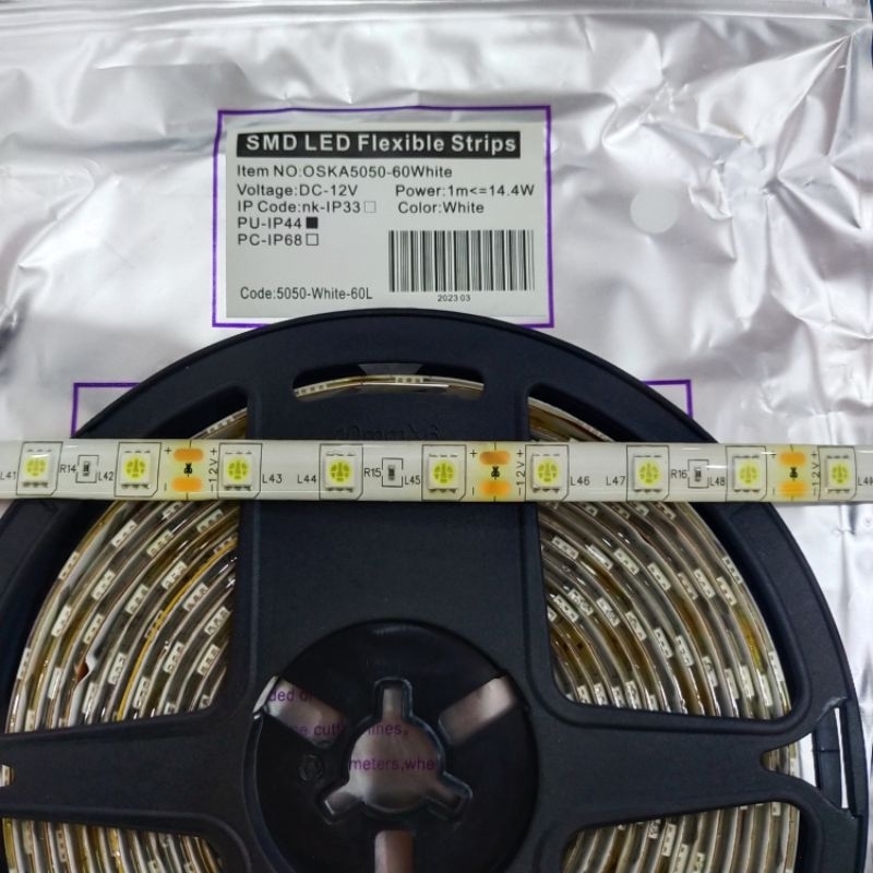 LED Strip Gel Mata Besar Light SMD 5050 120Led DC/12V 5M