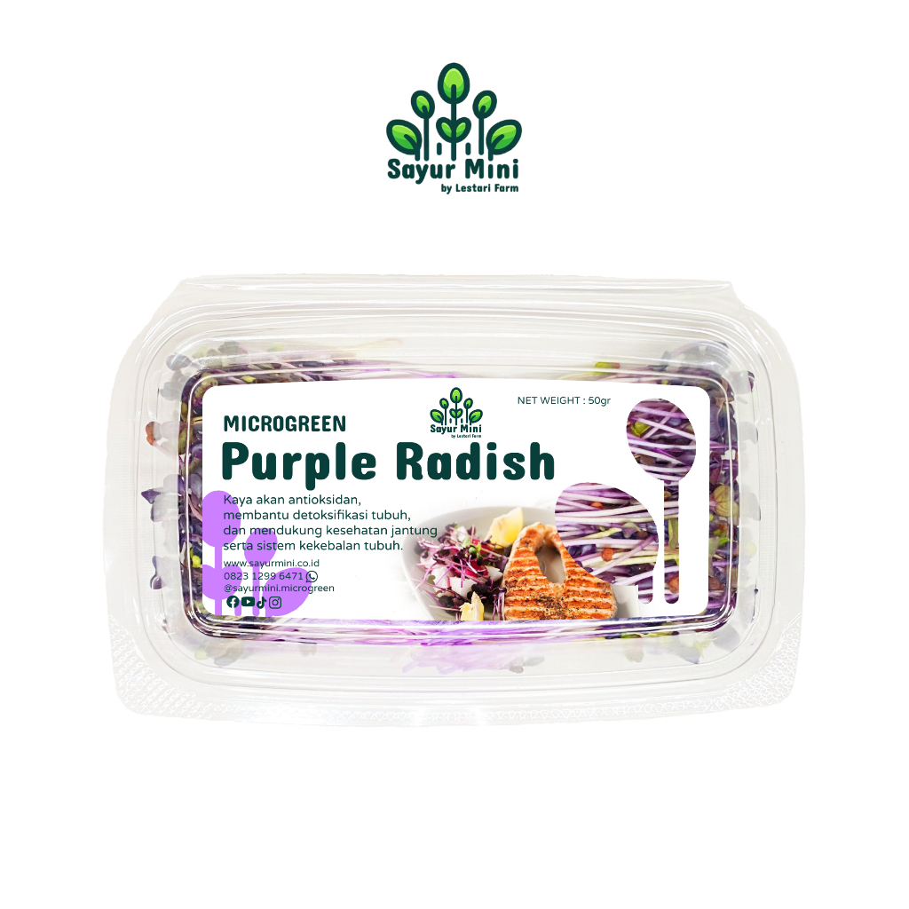

SAYUR MINI Microgreen Purple Radish 50gr - Salad Microgreen - Fresh Cut - Lobak Ungu