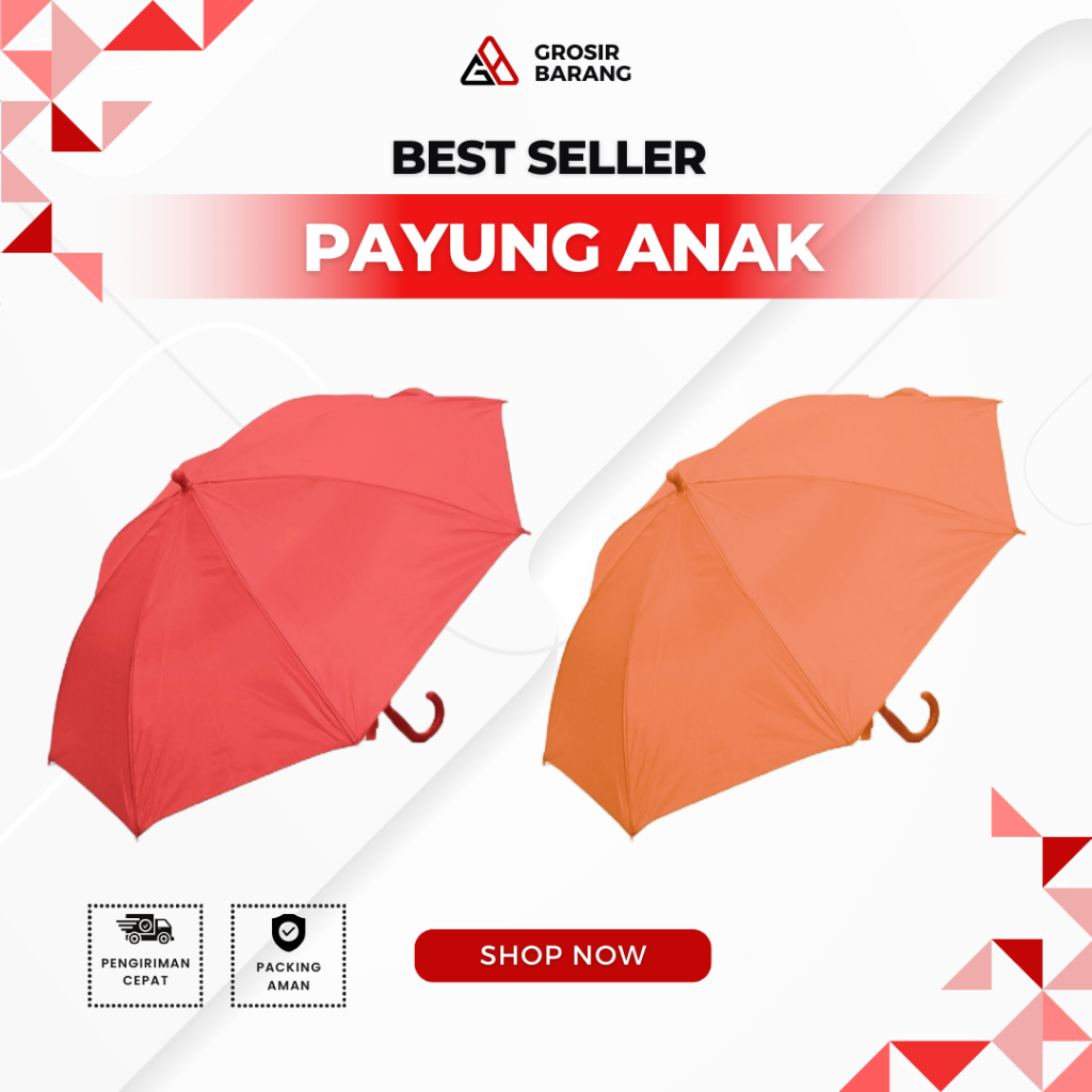 Payung anak warna polos merah dan putih payung taman lampion hiasan gantung payung grosir polos