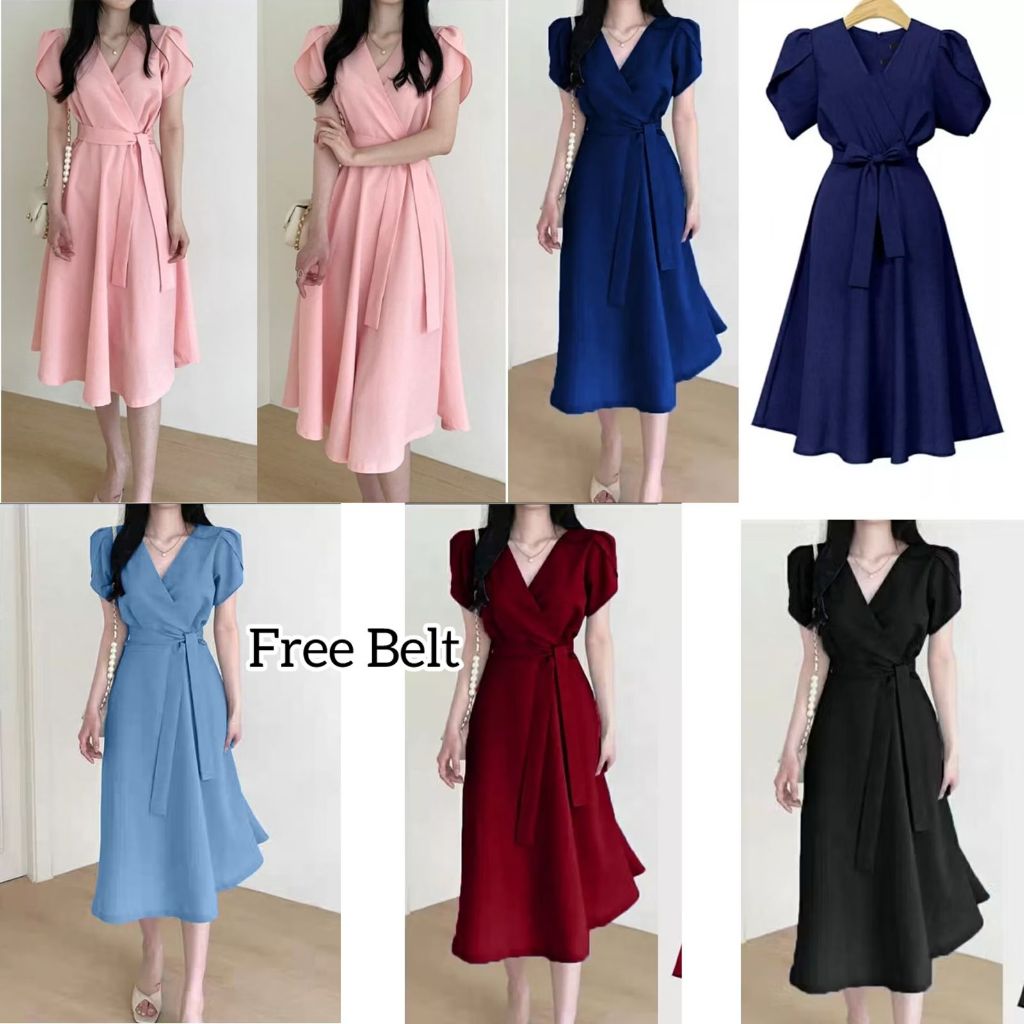 Baju Wanita Dres Casual Terbaru Murah Pakaian Dres Wanita Korea Acara Natal Tahun Baru Imlek CNY Leb