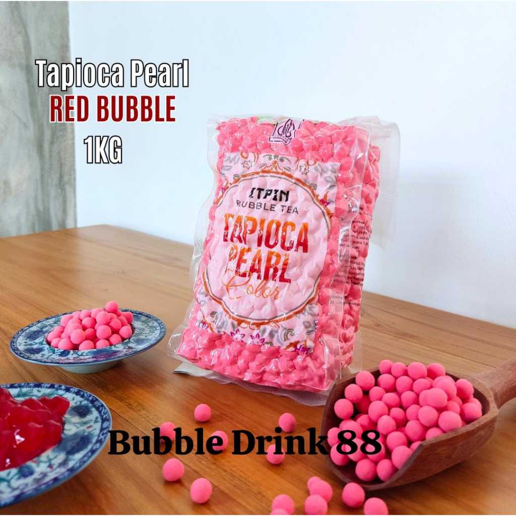 

PROMO bubble strawberry Itpin 12kg/1 dus Tapioca pearl Strawberry High Quality Itpin bukan Bobatee