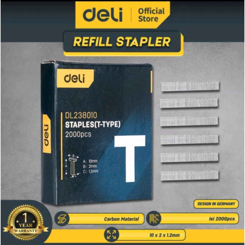 

Deli hans Riveter / isi ulang staples T10 x2 x 1.2mm x2000 pcs EDL238010