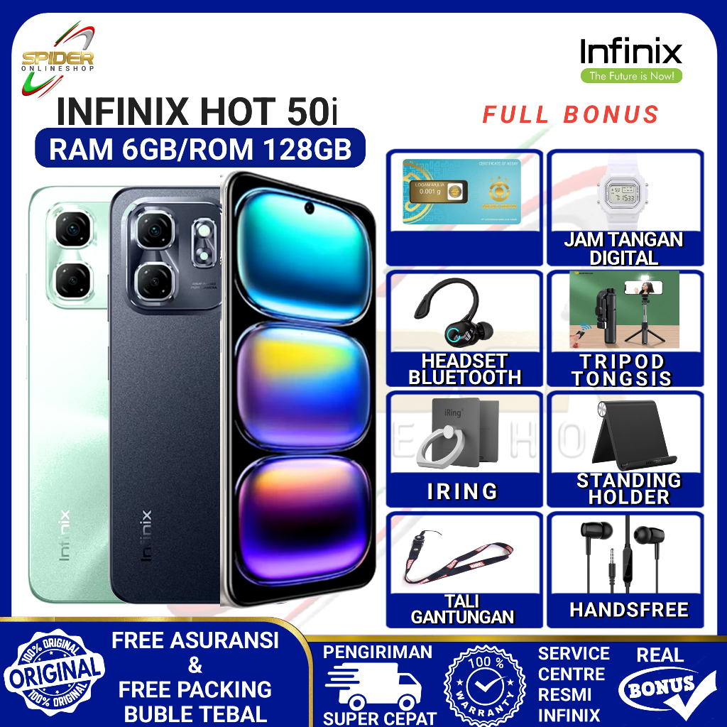 HP INFINIX HOT 50I NFC RAM 6GB ROM 128GB GARANSI RESMI INDONESIA