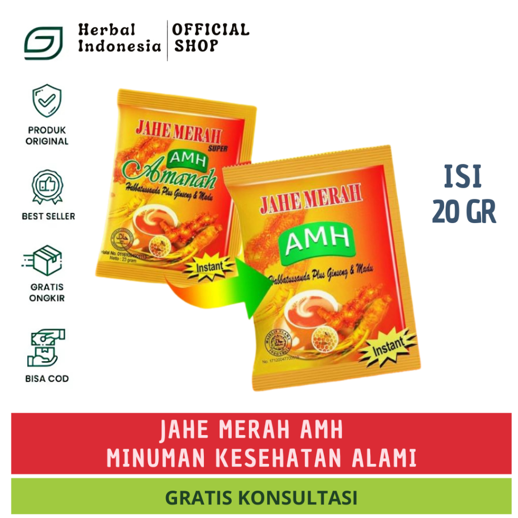 

Instan Jahe Merah AMH Amanah Super (+ Habbatussauda, ginseng dan madu)