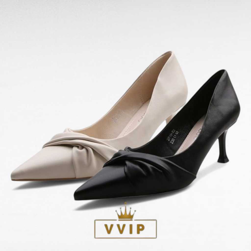 VVIP High Heels Wanita Kerja Kantor Hak Tinggi Cewek Kasual Polos Wisuda Premium Import T-100