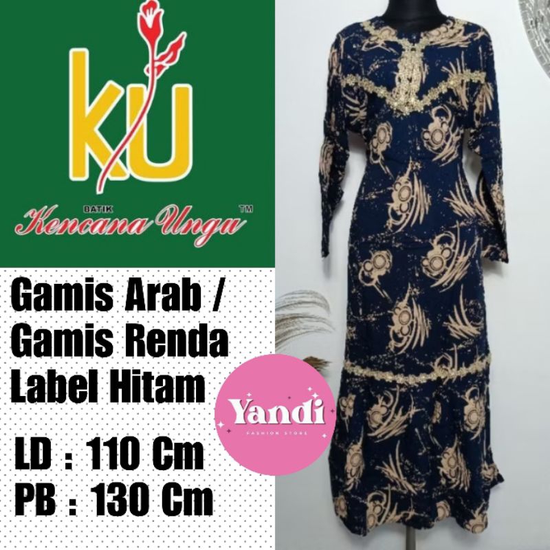 KENCANA UNGU ORI GAMIS ARAB/ GAMIS RENDA LD 110 CM  LABEL HITAM.