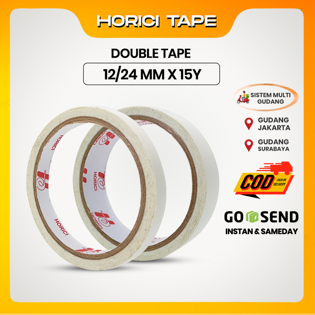 

HORICI Double Tape Isolasi Super Kuat Lem Anti Air 12mm x 15y 24mm x 15y 45mm x 15y Di Jamin Lengket