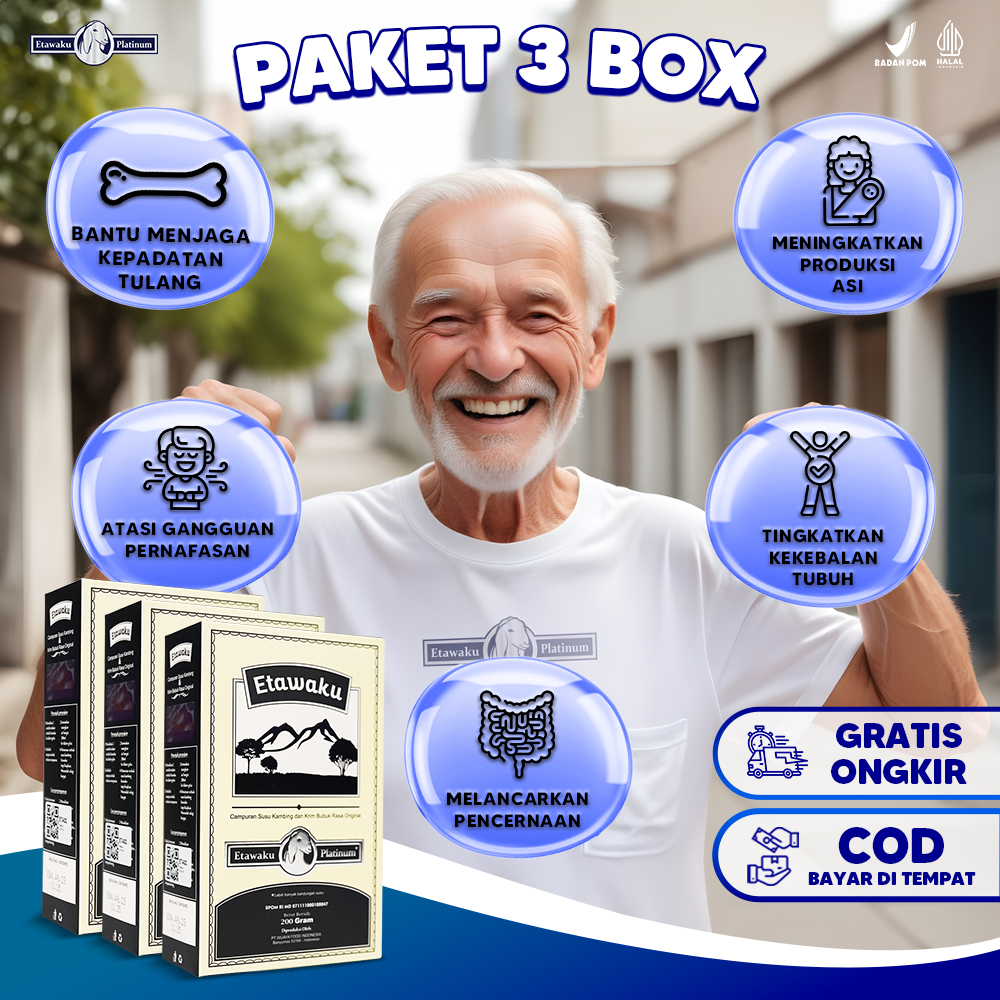 

Paket 3 Box Etawaku Platinum Susu Kambing Murni & Krimer Bubuk 200 Gram