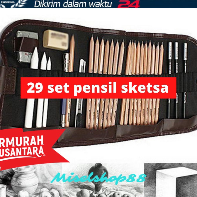 

HJ6 set 29 pensil sketsa gambar sketch drawing pencil free pouch exclusive