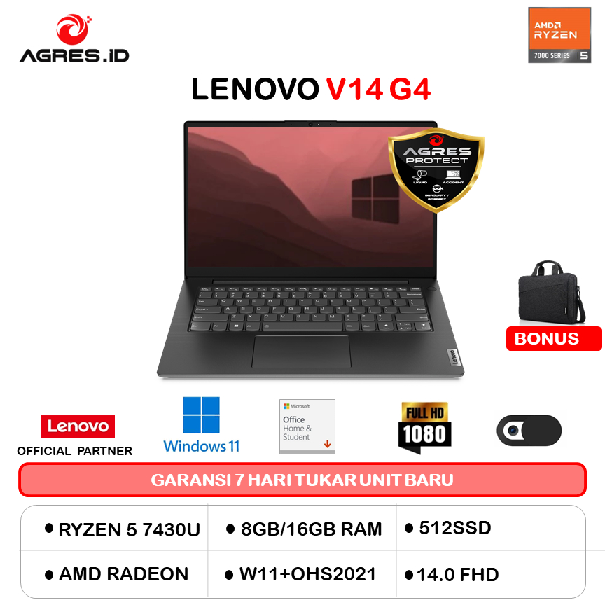 LENOVO V14 G4 RYZEN 5 7430 16GB 512GB W11+OHS 14.0FHD 2Y GRY -13ID