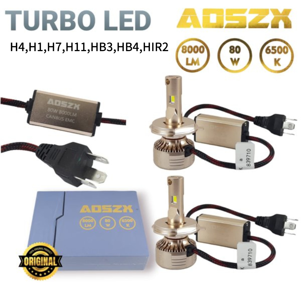 Turbo Led AOSZX H1 H7 H11 HB3 9005 HB4 9006 HIR2 9012 8000LM 80W 6500K Canbus