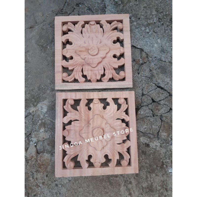 Ukiran Kayu Ornamen Ukir Dekorasi Kayu Kusen Pintu Jendela Boven Loster Roster 30x30 cm