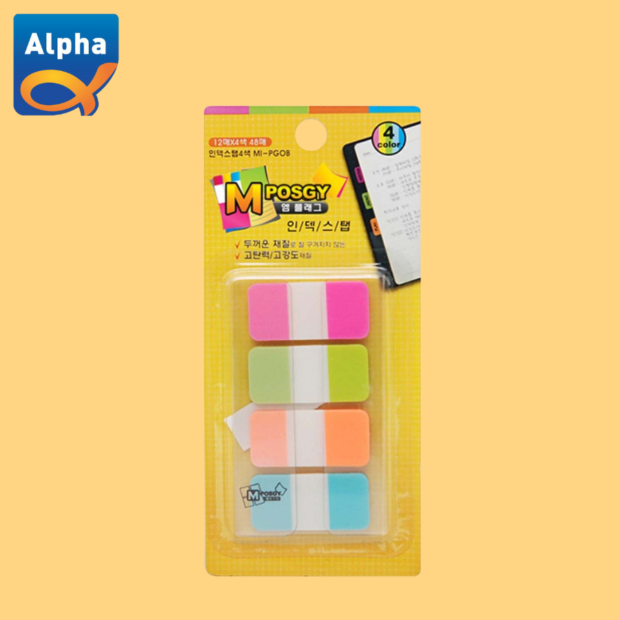 

[M Posgy] Sticky Notes Index 4 colors 38*18mm 12 sheets / Penanda Halaman Index 4 Warna