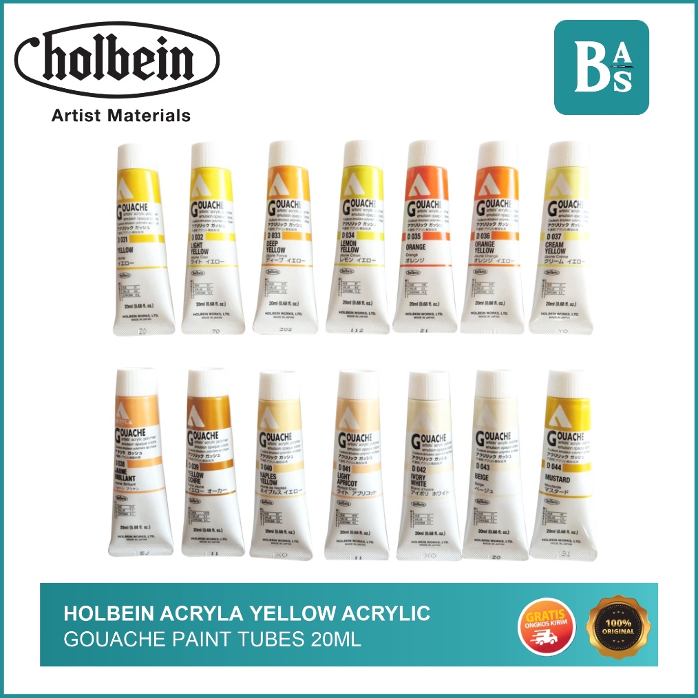 

KODE Y97O Holbein Acryla YELLOW Acrylic Gouache Paint 2ml