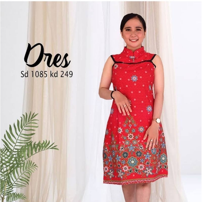 DRESS BATIK KERAH SHANGHAI CHEONGSAM  1085 KD /BATIK MODERN /BATIK WANITA/ DRESS WANITA