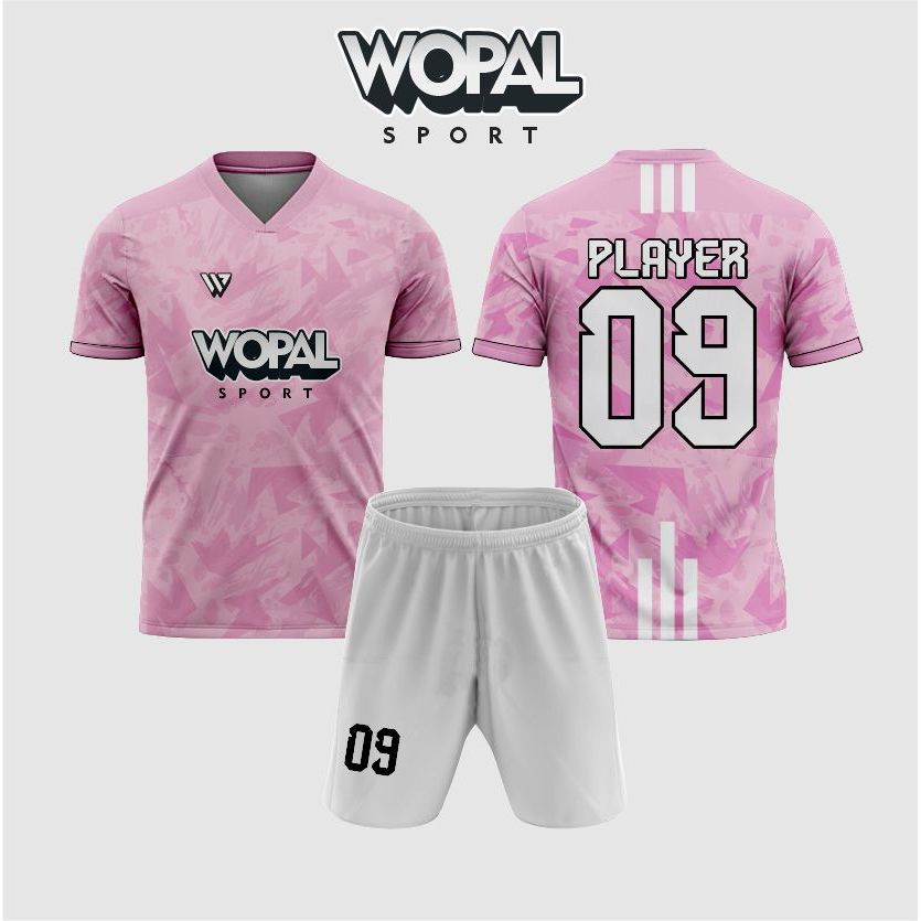 JERSEY FUTSAL CUSTOM FULL PRINTING MOTIF PINK WHITE