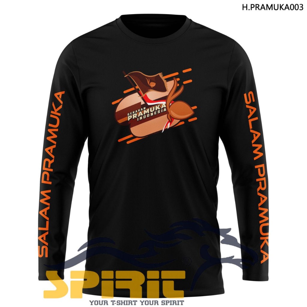 Kaos Pramuka Baju Pramuka Pria Wanita Sablon DTF Kaos Cotton Combed 24s Lengan Panjang Jumbo