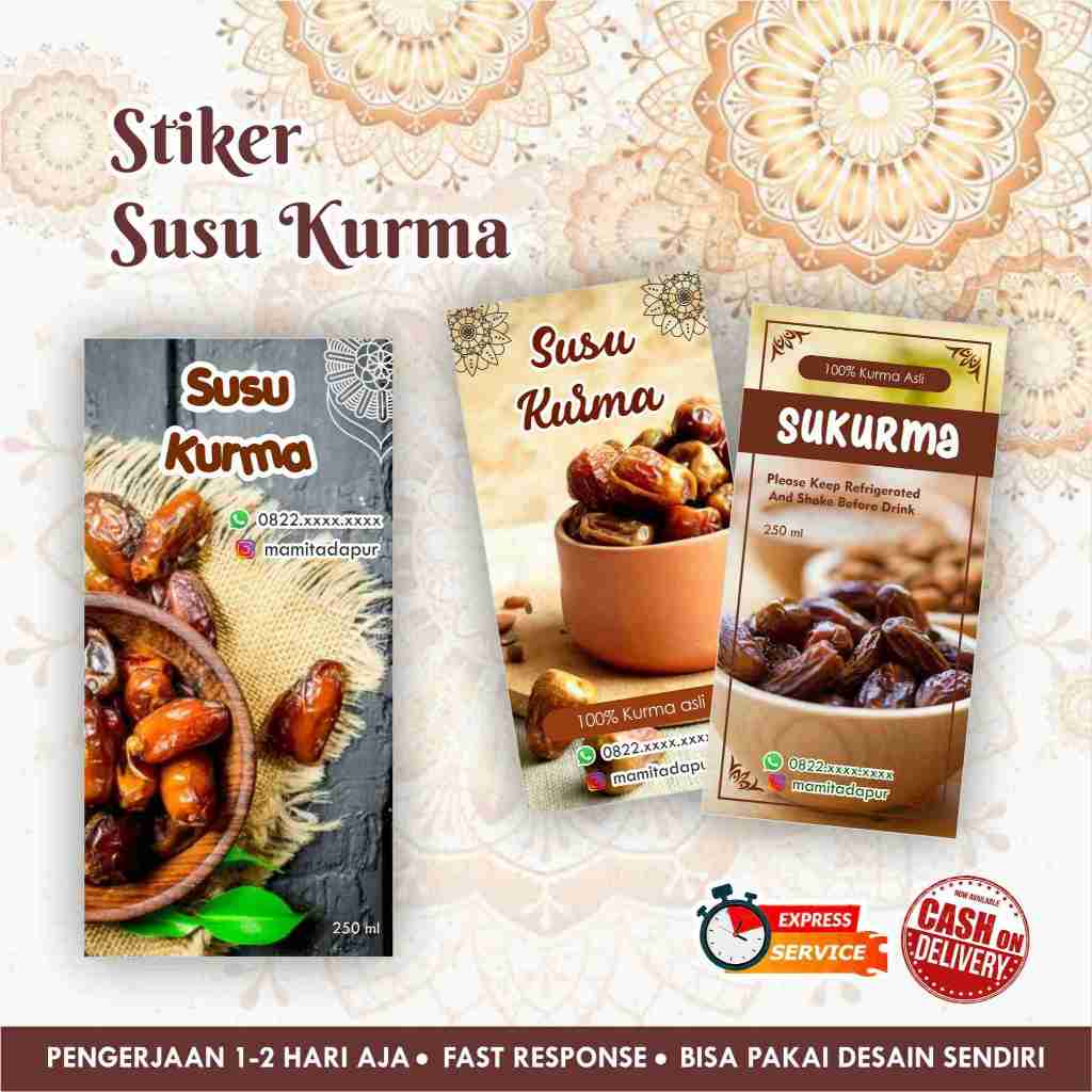 

[35 pcs] Stiker minuman Susu Kurma cromo / kemasan minuman / kemasan botol