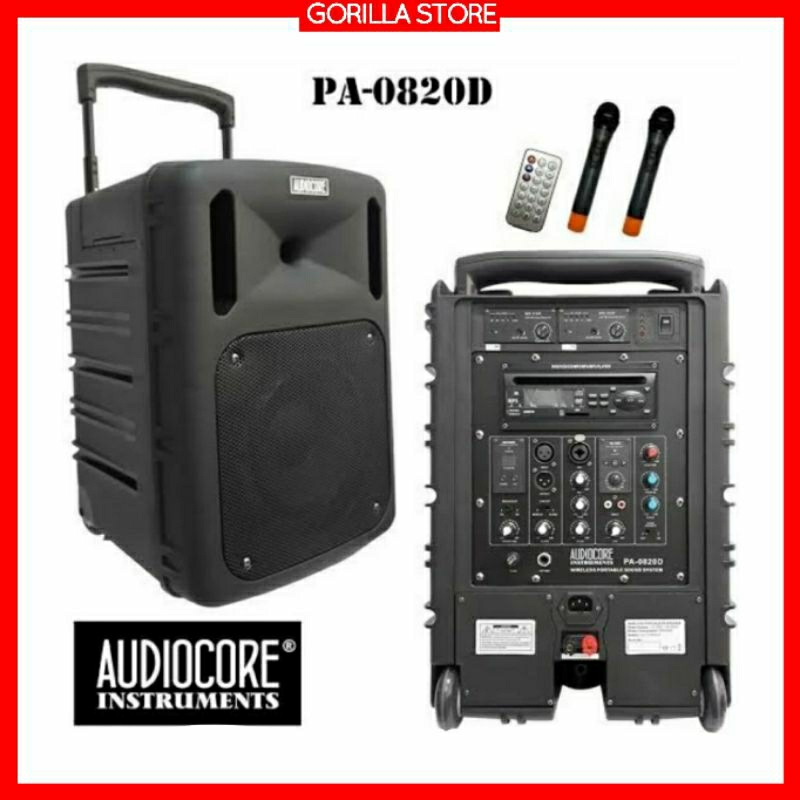 Wireless Audiocore PA-0820D (2 Mic Genggam Wireless dan modul DVD)