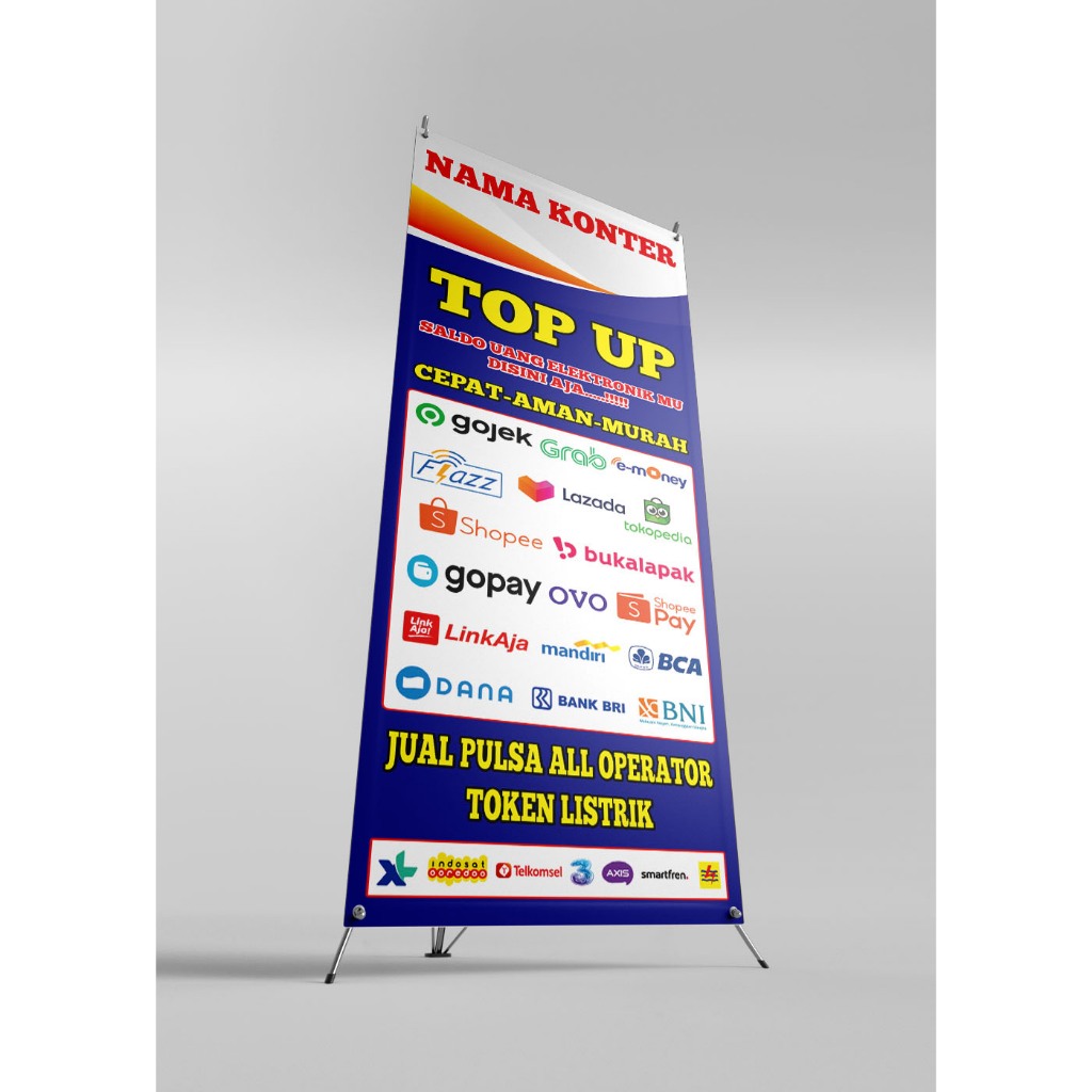 SPANDUK BENNER KONTER PULSA TOP UP/BANNER CUSTOM UKURAN 160X60 cm