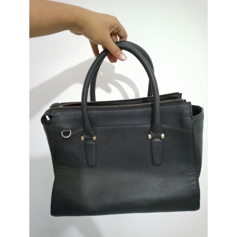 Tas Sisley Kulit Asli - Handbag Hitam Tali Panjang