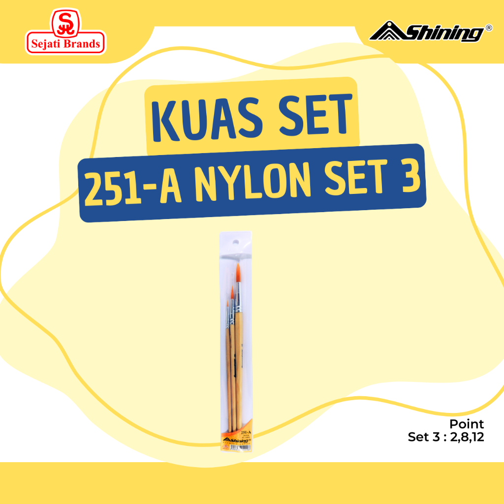 

SHINING Kuas Gambar/Lukis-Paint brush set 251-A (set 3) no. 2,8,12