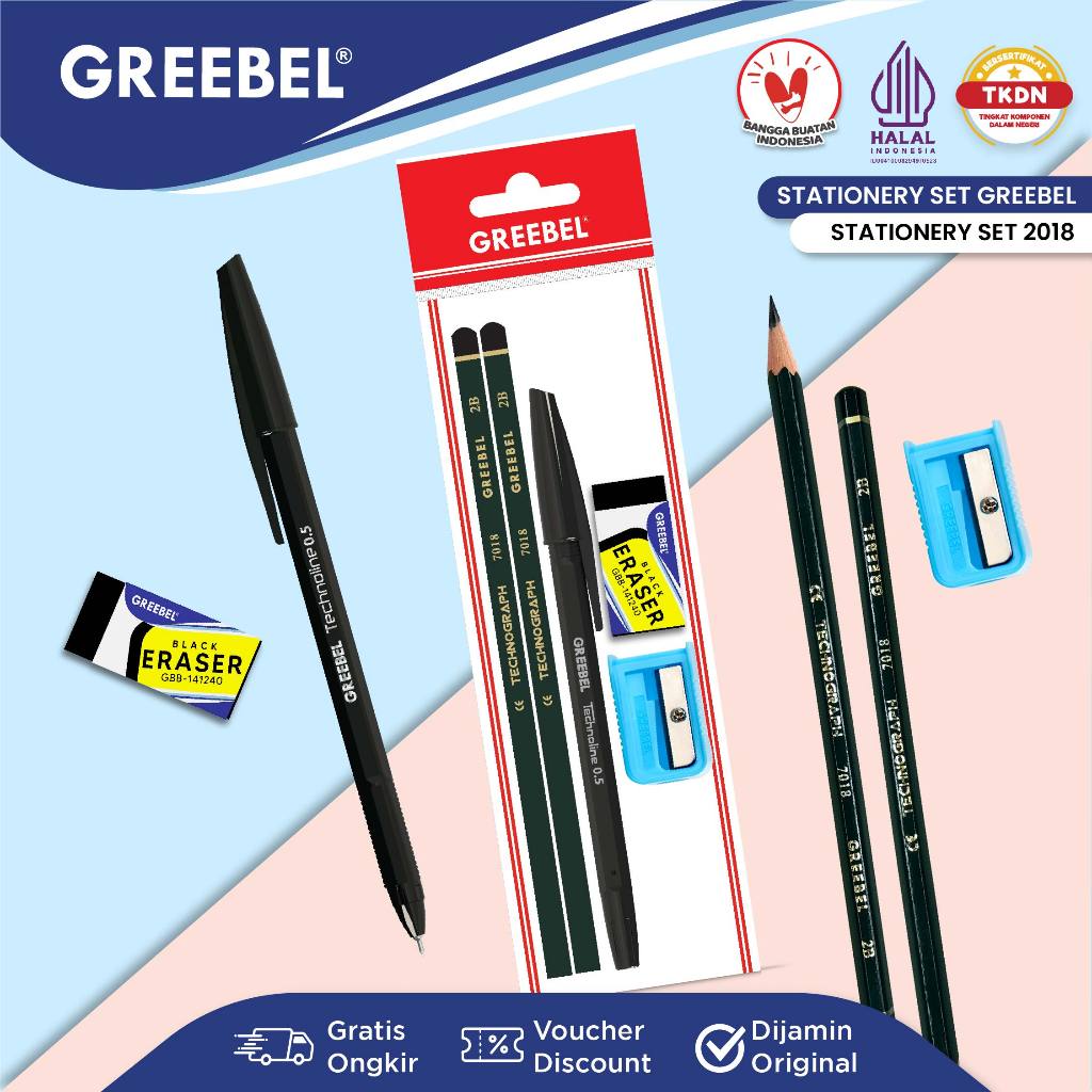 

GREEBEL Pensil Pulpen Set Alat Tulis Anak Sekolah (STATIONERY SET 2018-10) / Stationery Set Paket Alat Tulis