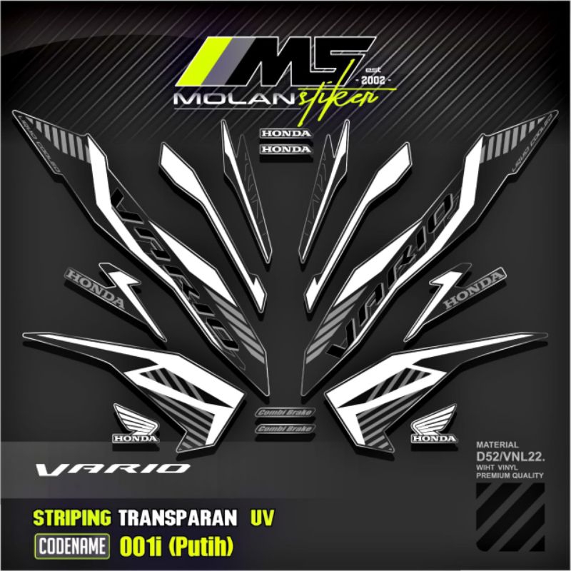 Decal Sticker Striping Variasi Transparan Uv All New Vario 125 2024/2025 Vario 125 New 2023 Vario Le