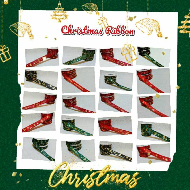 

Pita Natal Satin 1.25cm Christmas Ribbon 1/2 Inch 0.5 Inch 1/2" 0.5" per Meter