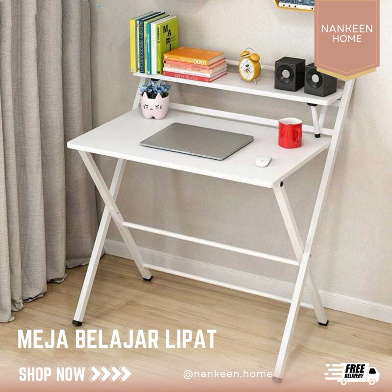 nankeen shop - Meja Belajar Lipat/Meja Belajar Laptop Lipat/Foldable Computer Desk/Meja Belajar Puti