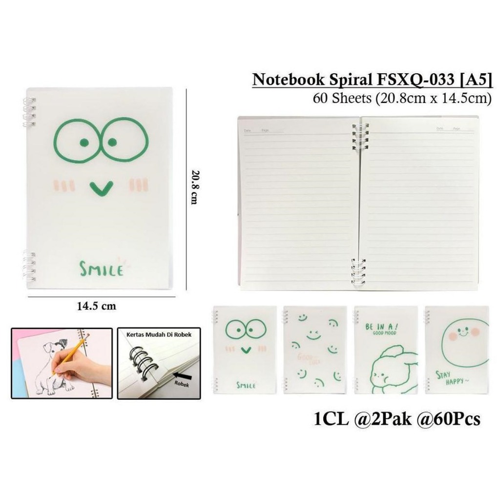 

WENGU NOTEBOOK SPIRAL RING ORIGINAL - BUKU CATATAN SPIRAL 60 LEMBAR Fsxq-033-A5