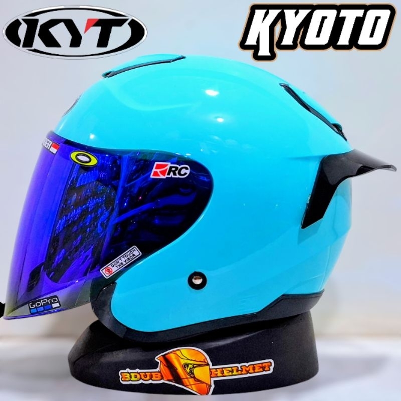 Helm KYT Kyoto R Aqua blue paket ganteng 100% original KYT