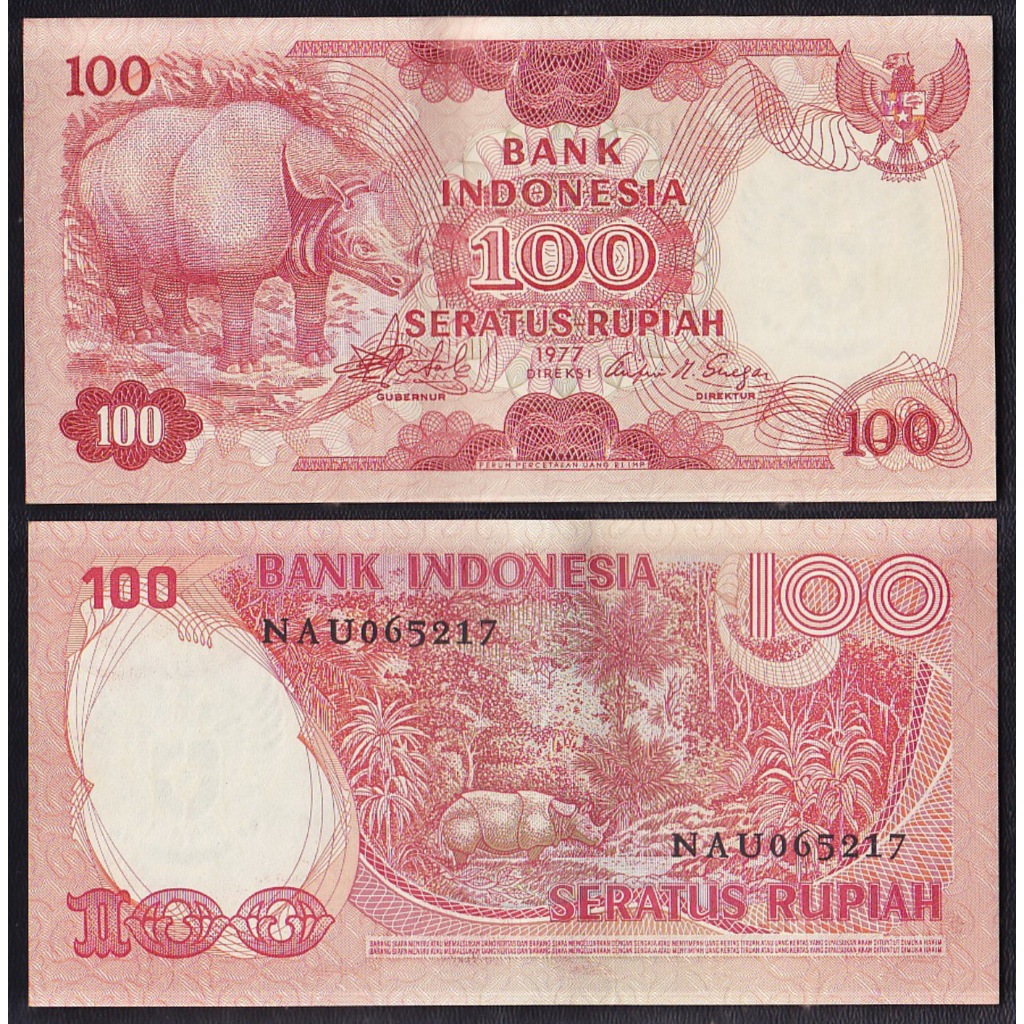 Uang kuno 100 rupiah tahun 1977 Badak