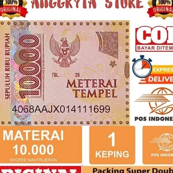 

HJ6 Materai 1 Sepuluh Ribu Lolos Sinar UV Ultraviolet Tidak Sesuai Silahkan Retur