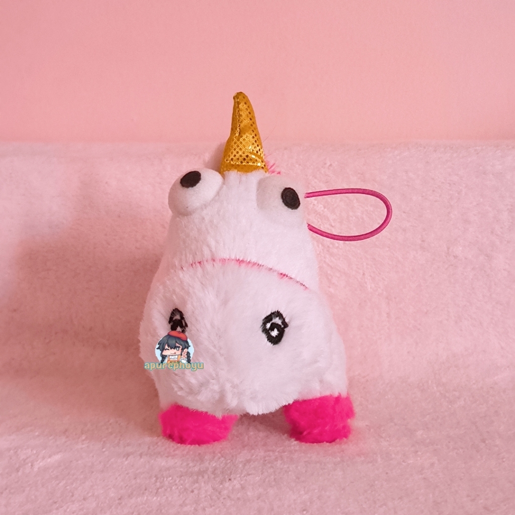 Gantungan Boneka Despicable Me Minions Unicorn Fluffy Soft Fur Plush Strap