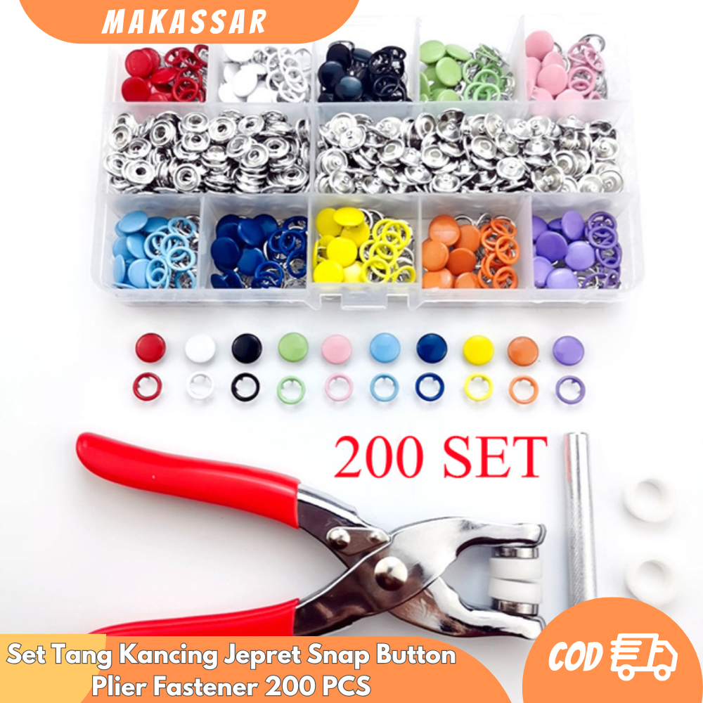 Set Tang Kancing Jepret Snap Button Plier Fastener 200 PCS