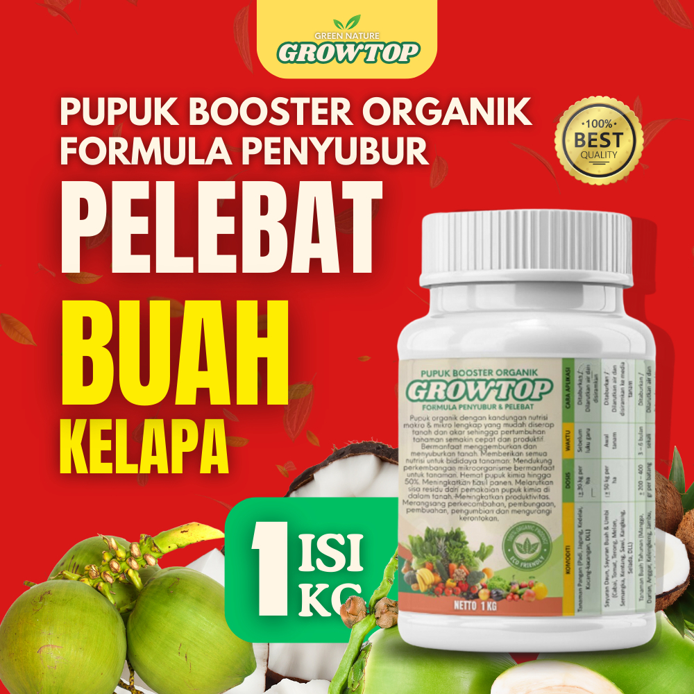 Pupuk Booster Pelebat Buah Kelapa Penyubur Perangsang Pohon Kelapa Lokal Hibrida Berbuah - Growtop