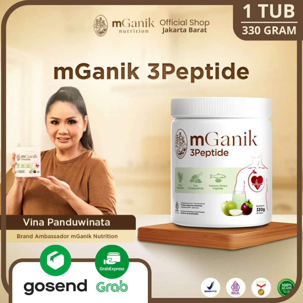 

mGanik 3Peptide 330gr Suplemen Hipertensi Jantung Kardiovaskular Herbal - (Rasa Apel Manggis BPOM)