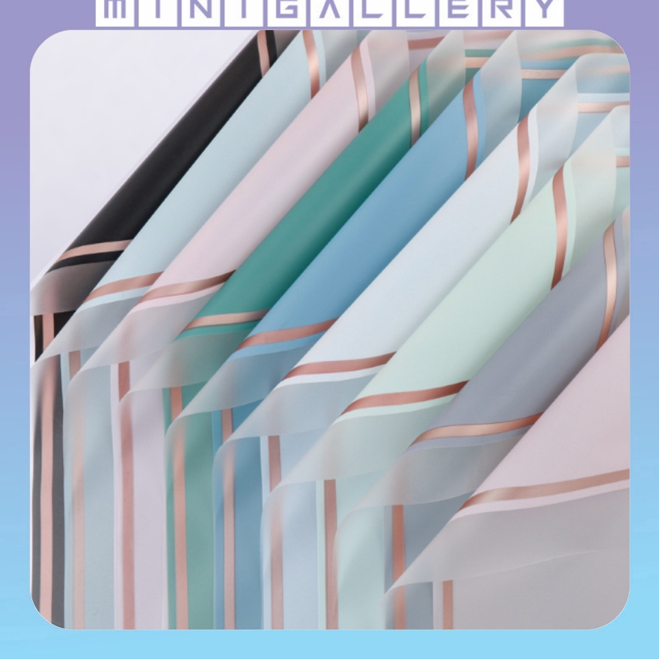 

Lebih Puas 2 LEMBAR Kertas bunga cellophane flower wrapping Paper Varian List Gold Frame Transparan Florist KB613