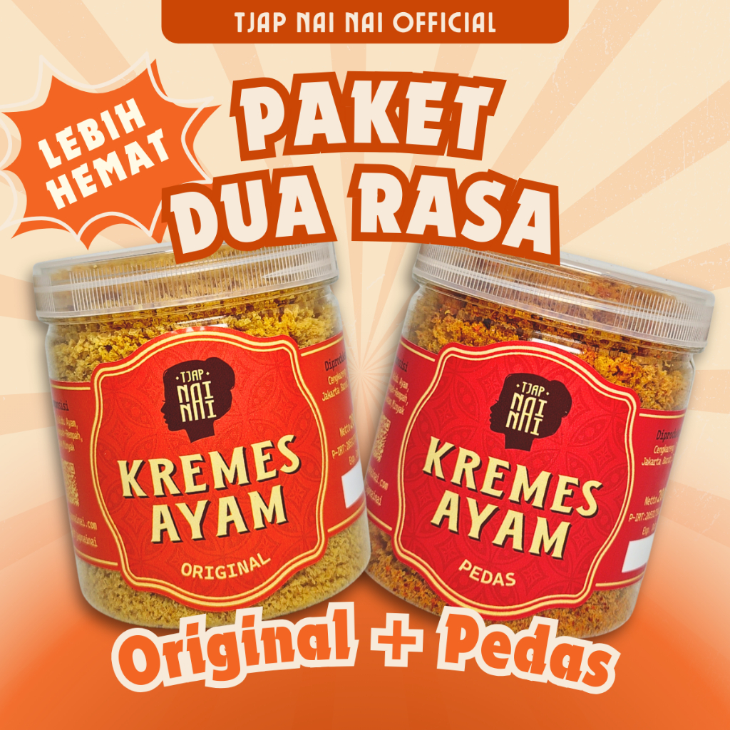 

Kremes Tjap Nai Nai - Paket Dua Rasa Kremesan Ayam - SET 2 - Original + Pedas