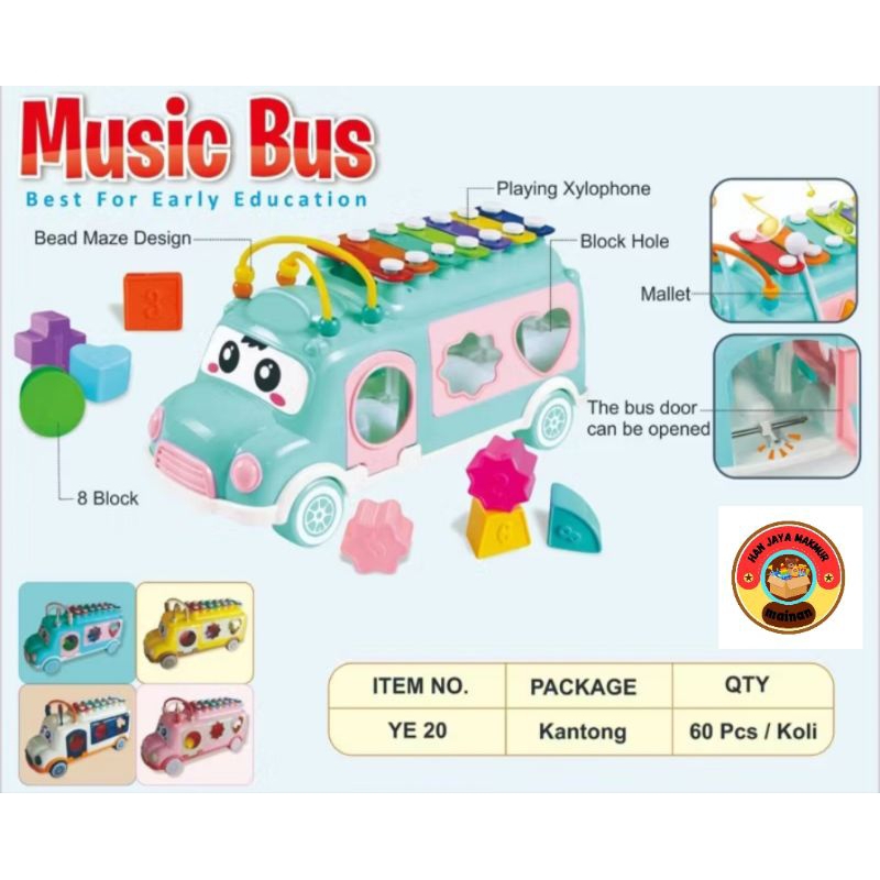 Mainan Edukasi Anak Xylophone Musik Bus / Mainan truk xylophone