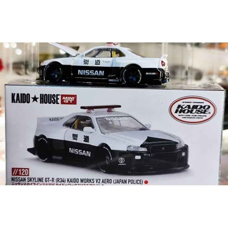 Mini GT Kaido House Nissan Skyline GT-R R34 V2 Japan Police Aero