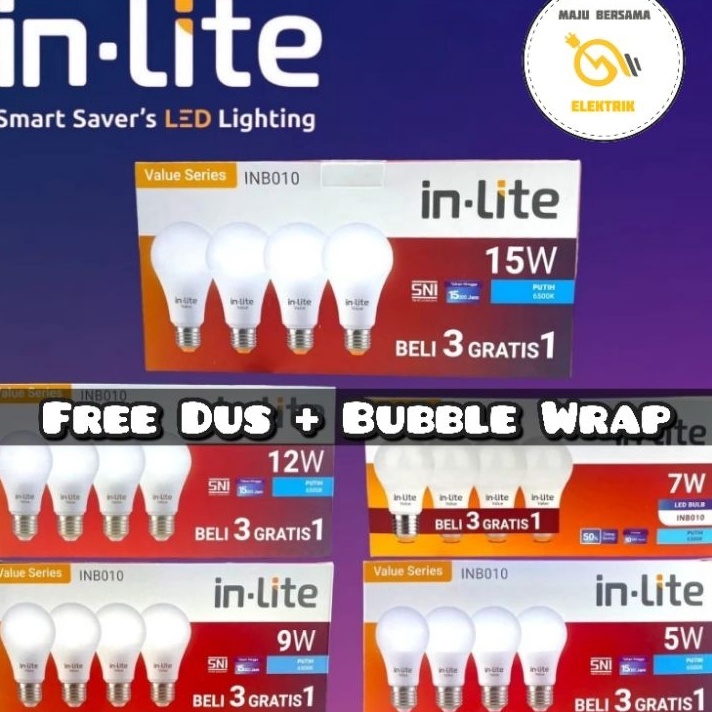 LAMPU LED INLITE 3 1  BOHLAM INLITE LED 3 1  IN LITE PAKET BELI 3  1 5WATT  7WATT  9WATT  12WATT  15