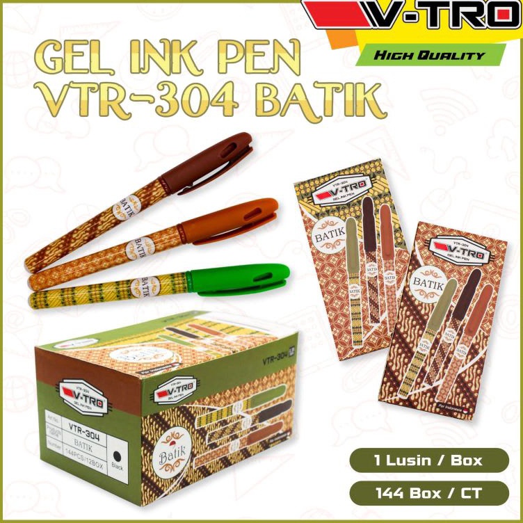 

Borong Diskon bolpen gel Vtro VTR 34 batik